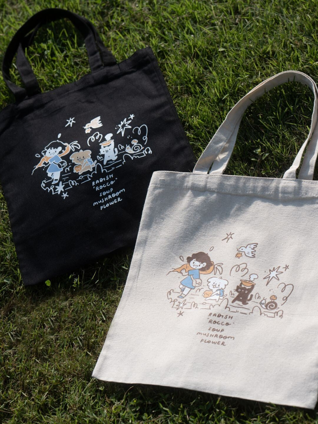 The Radish, “Rocco”, Some Soup, The Mushroom & The Flower - Project for Love - Totebag